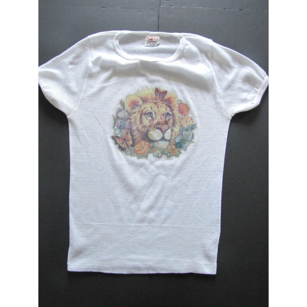 Stedman Shirt Kids Small White Lion Butterfly Short Sleeve Graphic Tee T-Shirt